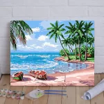 Diy Digital Oil Painting Living Room Landscape Architecture Flower Decoration Painting-096-Holiday Beach