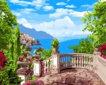 Diy Digital Oil Painting Living Room Landscape Architecture Flower Decoration Painting-073-European Mediterranean