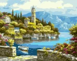 Diy Digital Oil Painting Living Room Landscape Architecture Flower Decoration Painting-115-Seaside Castle