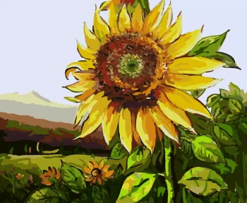 Diy Digital Oil Painting Living Room Landscape Architecture Flower Decoration Painting-220-Sunflower Blossom