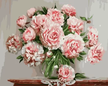 Diy Digital Oil Painting Living Room Landscape Architecture Flower Decoration-353-Pink Peony