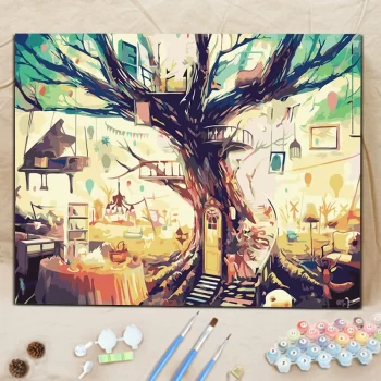 Diy Digital Oil Painting Living Room Landscape Architecture Flower Decoration Painting-068-Home of the Maiden in Heart