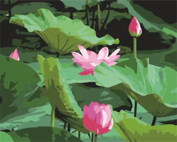 Diy Digital Oil Painting Living Room Landscape Architecture Flower Decorative Painting - 215-Lotus
