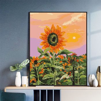Diy Digital Oil Painting Landscape Flowers-F004-Sunflower Flowers