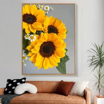 Diy Digital Oil Painting Landscape Healing and Stress Reduction Decorative Painting-F010-Sunflower