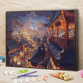 Diy Digital Oil Painting Landscape with Flowers-772- Early Lights