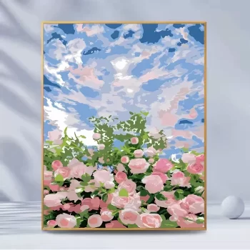 Diy Digital Oil Painting Landscape with Flowers-F015-Camellias