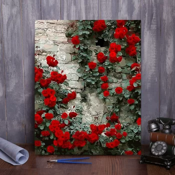 Diy Digital Oil Painting Landscape with Flowers - 239 - Rose Wall
