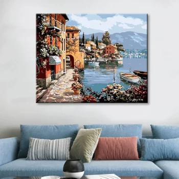 Diy Digital Oil Painting Scenery Living Room Bedroom Decorative Painting-320-Lakeside View