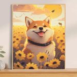 Diy digital oil painting sunflower dog 30*40cm