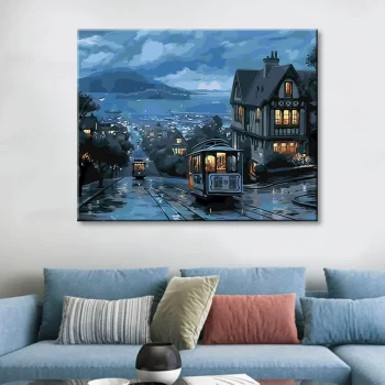 Diy Digital Oil Painting Scenery Living Room Bedroom Decoration-237-Night Scene