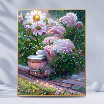 Diy Digital Oil Painting Landscape with Flowers-F005