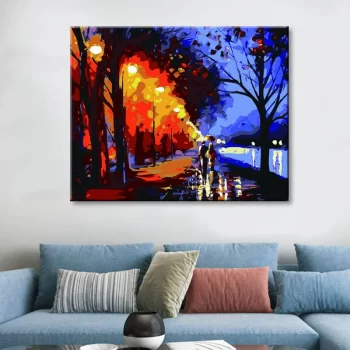 Diy Digital Oil Painting Scenery Living Room Bedroom Decoration-449-Walking in the Rain