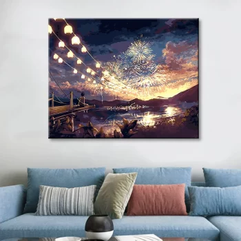 Diy Digital Oil Painting Landscape Living Room Bedroom Decorative Painting - 240 - Fireworks Season