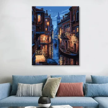 Diy Digital Oil Painting Scenery Living Room Bedroom Decorative Painting-180-Venice Night Scene