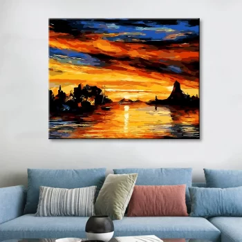 Diy Digital Oil Painting Landscape Living Room Bedroom Decorative Painting-238-Sunset