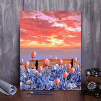 Diy Digital Oil Painting Landscape with Flowers -F009-Haze Tulips